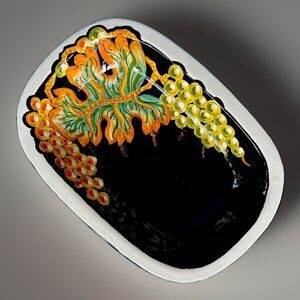 Kyathos Orvieto Hand Painted Majolica Grape Dish Italian Pottery Tuscan Decor